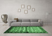 Machine Washable Persian Emerald Green Traditional Area Rugs in a Living Room,, wshtr343emgrn