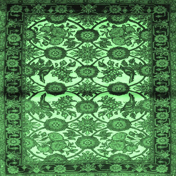 Square Machine Washable Persian Emerald Green Traditional Area Rugs, wshtr343emgrn