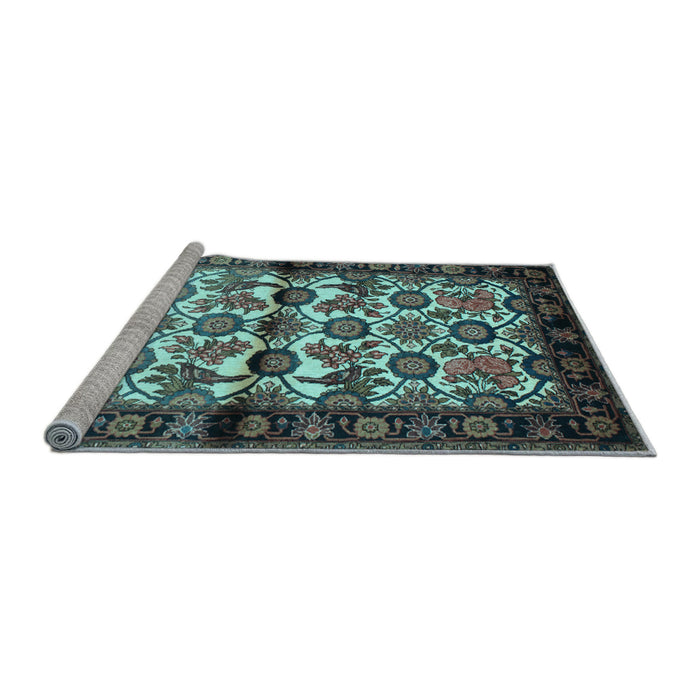 Sideview of Machine Washable Persian Light Blue Traditional Rug, wshtr343lblu