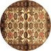 Round Machine Washable Persian Brown Traditional Rug, wshtr343brn