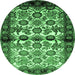 Round Persian Emerald Green Traditional Rug, tr343emgrn