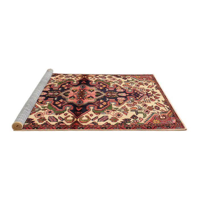 Sideview of Machine Washable Traditional Saffron Red Rug, wshtr344