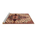 Sideview of Machine Washable Traditional Saffron Red Rug, wshtr344