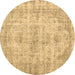 Round Persian Brown Traditional Rug, tr3440brn