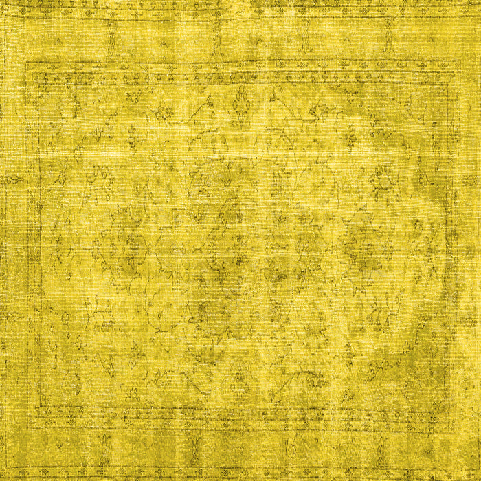Square Machine Washable Persian Yellow Traditional Rug, wshtr3440yw