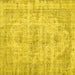 Square Machine Washable Persian Yellow Traditional Rug, wshtr3440yw