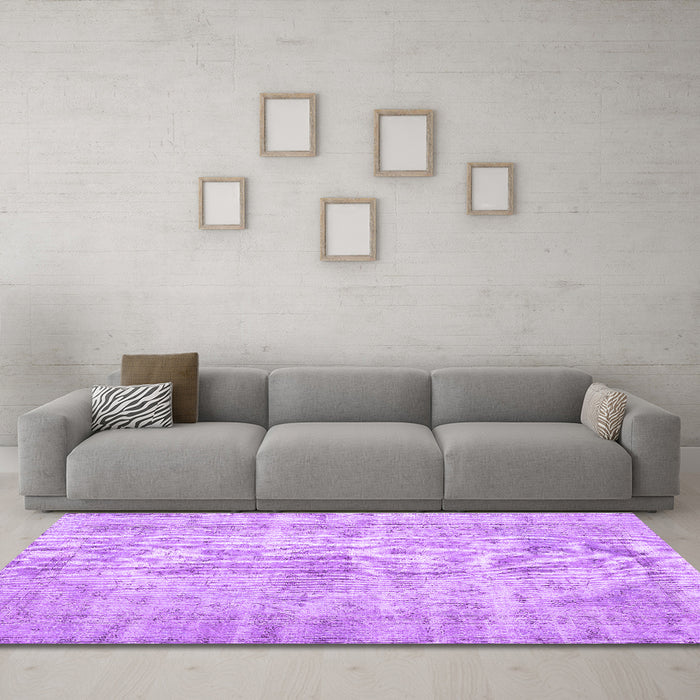 Machine Washable Persian Purple Traditional Area Rugs in a Living Room, wshtr3440pur
