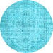 Round Persian Light Blue Traditional Rug, tr3440lblu