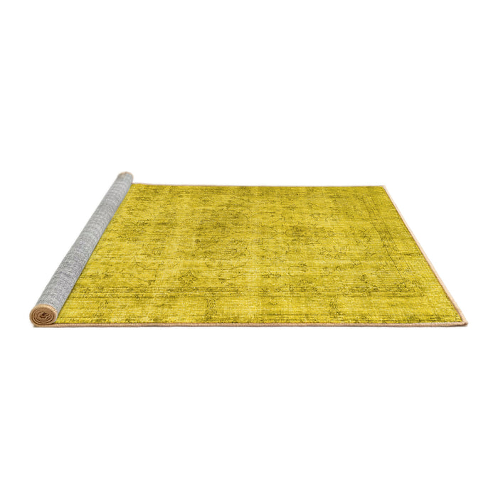 Sideview of Machine Washable Persian Yellow Traditional Rug, wshtr3440yw