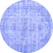 Round Persian Blue Traditional Rug, tr3440blu