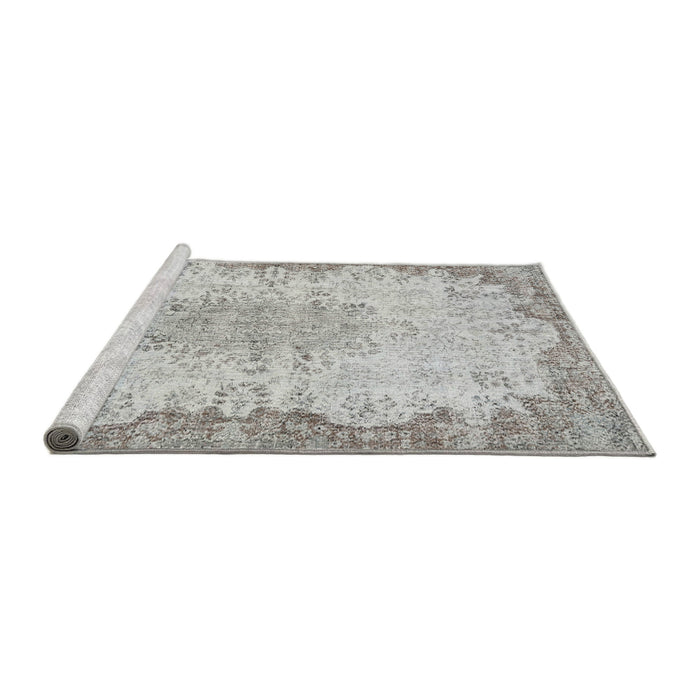 Sideview of Machine Washable Traditional Light Gray Rug, wshtr3441