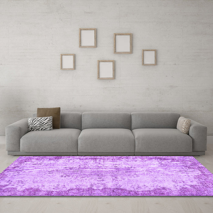Machine Washable Persian Purple Traditional Area Rugs in a Living Room, wshtr3441pur