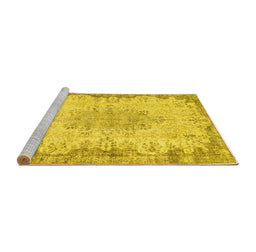 Sideview of Machine Washable Persian Yellow Traditional Rug, wshtr3441yw