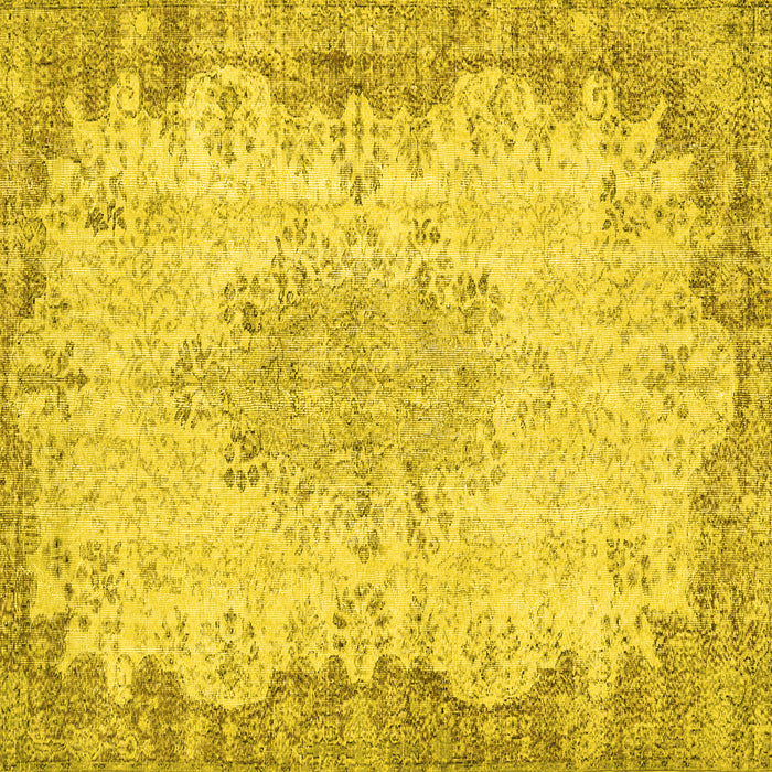 Square Machine Washable Persian Yellow Traditional Rug, wshtr3441yw