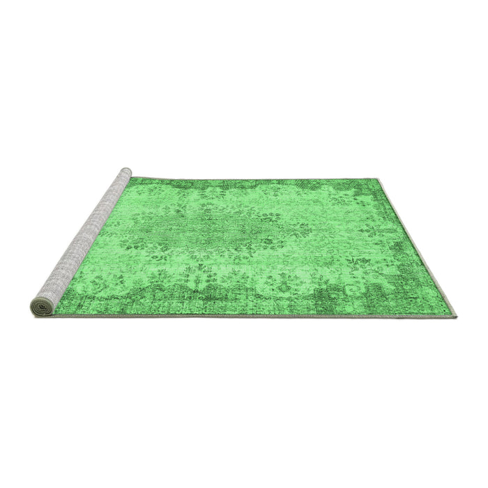 Sideview of Machine Washable Persian Emerald Green Traditional Area Rugs, wshtr3441emgrn