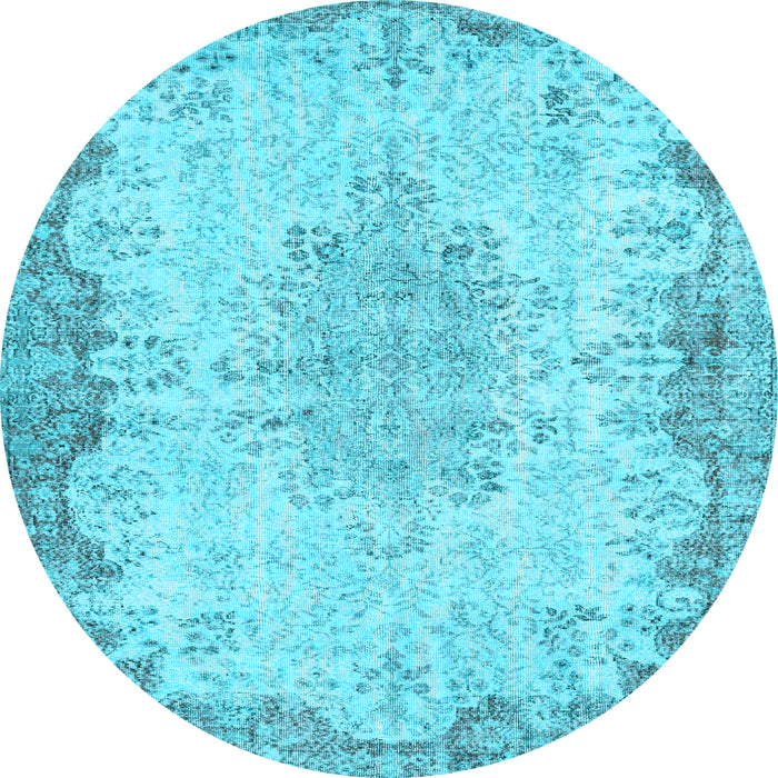 Round Machine Washable Persian Light Blue Traditional Rug, wshtr3441lblu