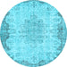 Round Persian Light Blue Traditional Rug, tr3441lblu