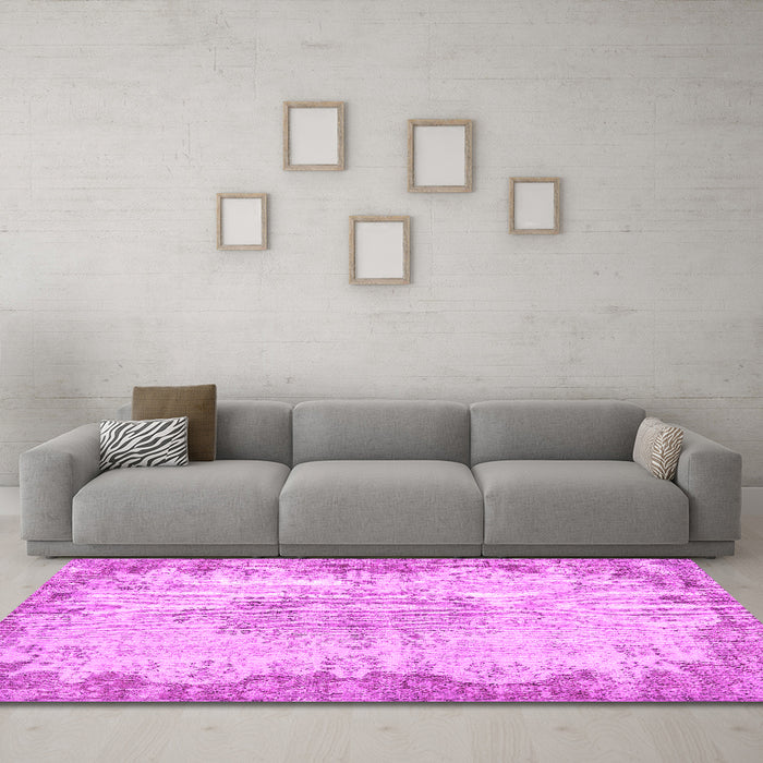 Machine Washable Persian Pink Traditional Rug in a Living Room, wshtr3441pnk