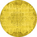 Round Persian Yellow Traditional Rug, tr3441yw