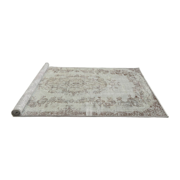 Sideview of Machine Washable Traditional Grey Gray Rug, wshtr3442