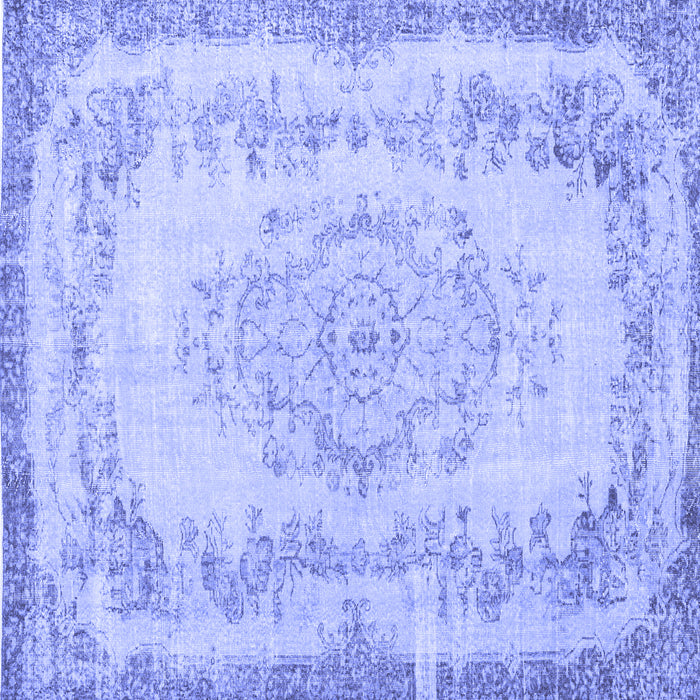 Square Machine Washable Persian Blue Traditional Rug, wshtr3442blu
