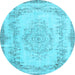 Round Persian Light Blue Traditional Rug, tr3442lblu