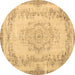 Round Persian Brown Traditional Rug, tr3442brn