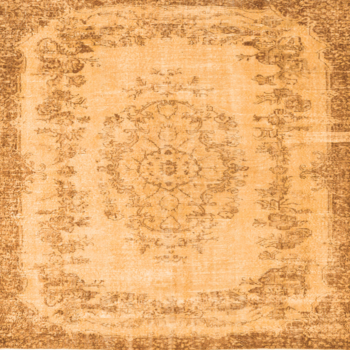 Round Machine Washable Persian Orange Traditional Area Rugs, wshtr3442org