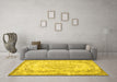 Machine Washable Persian Yellow Traditional Rug in a Living Room, wshtr3442yw