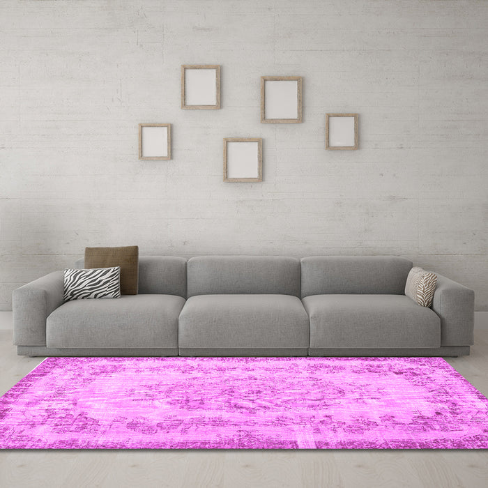Machine Washable Persian Pink Traditional Rug in a Living Room, wshtr3442pnk