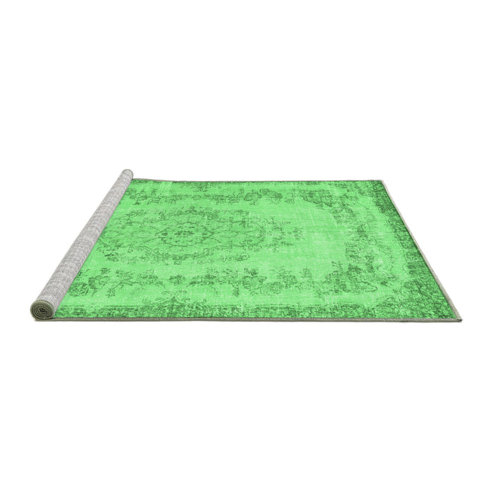 Sideview of Machine Washable Persian Emerald Green Traditional Area Rugs, wshtr3442emgrn