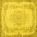 Square Machine Washable Persian Yellow Traditional Rug, wshtr3442yw