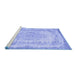 Sideview of Machine Washable Persian Blue Traditional Rug, wshtr3442blu