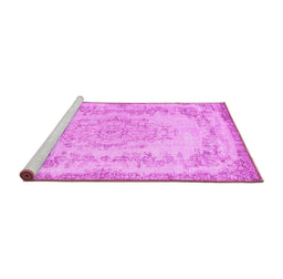 Sideview of Machine Washable Persian Pink Traditional Rug, wshtr3442pnk