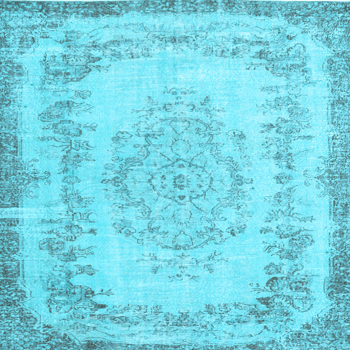 Square Machine Washable Persian Light Blue Traditional Rug, wshtr3442lblu