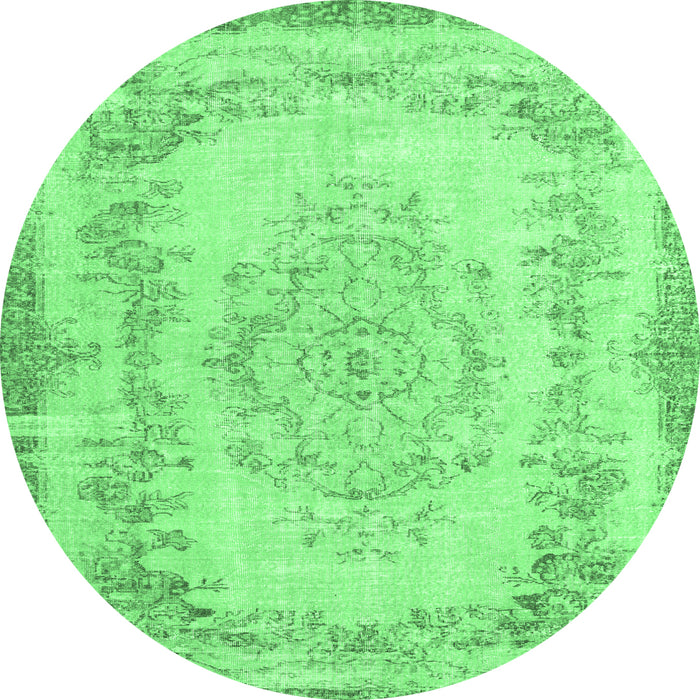 Round Persian Emerald Green Traditional Rug, tr3442emgrn