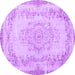 Round Machine Washable Persian Purple Traditional Area Rugs, wshtr3442pur