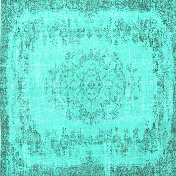 Square Machine Washable Persian Turquoise Traditional Area Rugs, wshtr3442turq