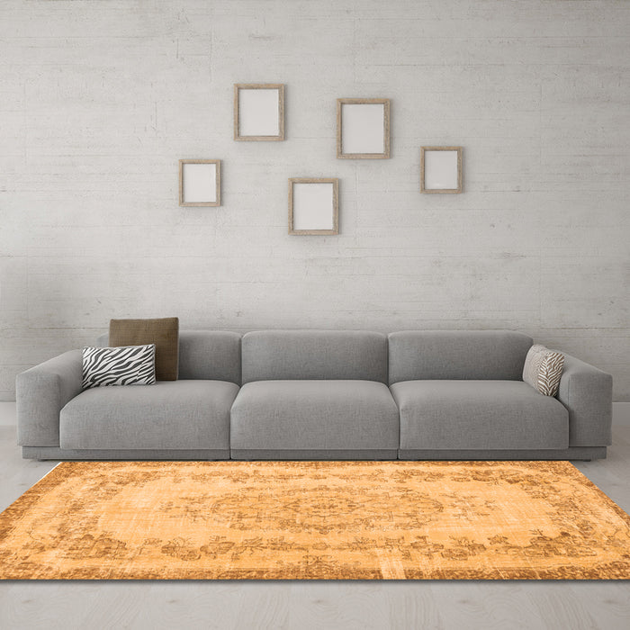 Machine Washable Persian Orange Traditional Area Rugs in a Living Room, wshtr3442org