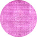 Round Persian Pink Traditional Rug, tr3443pnk