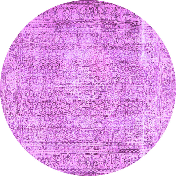 Round Persian Purple Traditional Rug, tr3443pur