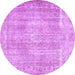 Round Persian Purple Traditional Rug, tr3443pur