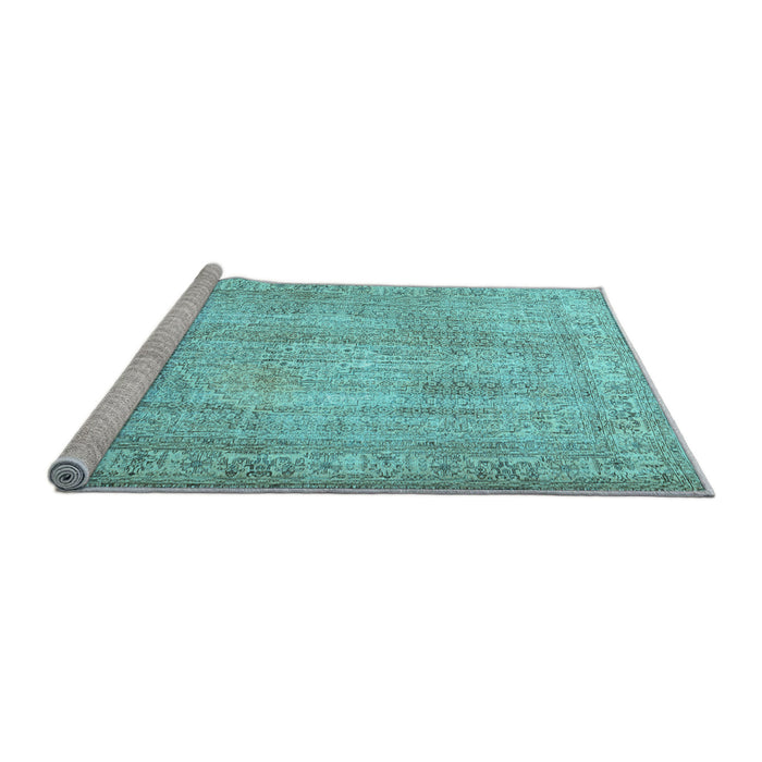 Sideview of Machine Washable Persian Light Blue Traditional Rug, wshtr3443lblu