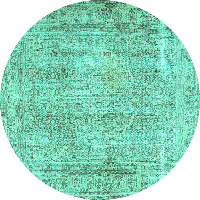 Round Persian Turquoise Traditional Rug, tr3443turq