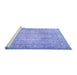 Sideview of Machine Washable Persian Blue Traditional Rug, wshtr3443blu