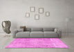 Machine Washable Persian Pink Traditional Rug in a Living Room, wshtr3443pnk