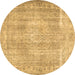 Round Persian Brown Traditional Rug, tr3443brn