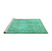 Sideview of Machine Washable Persian Turquoise Traditional Area Rugs, wshtr3443turq