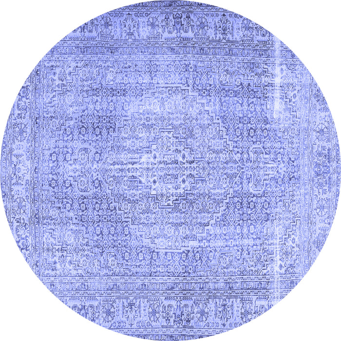 Round Persian Blue Traditional Rug, tr3443blu