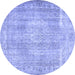 Round Persian Blue Traditional Rug, tr3443blu